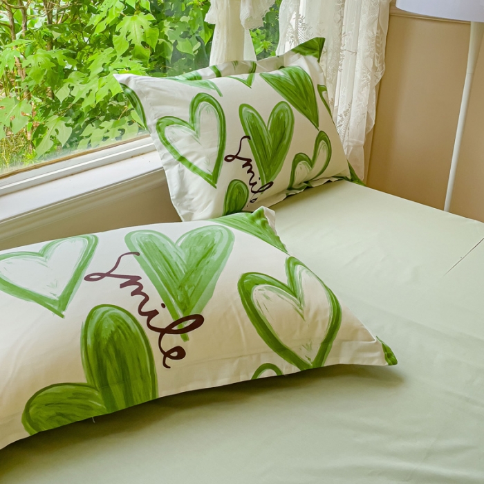 91家纺网 家纺一手货源 找家纺 金鑫汇 2023新款喷气全棉枕套一对 抹茶奶绿