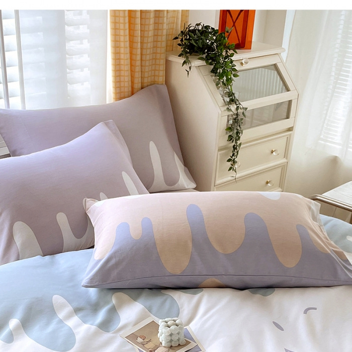 91家纺网 家纺一手货源 找家纺 金鑫汇 2023新款喷气全棉枕套一对 奶油粉