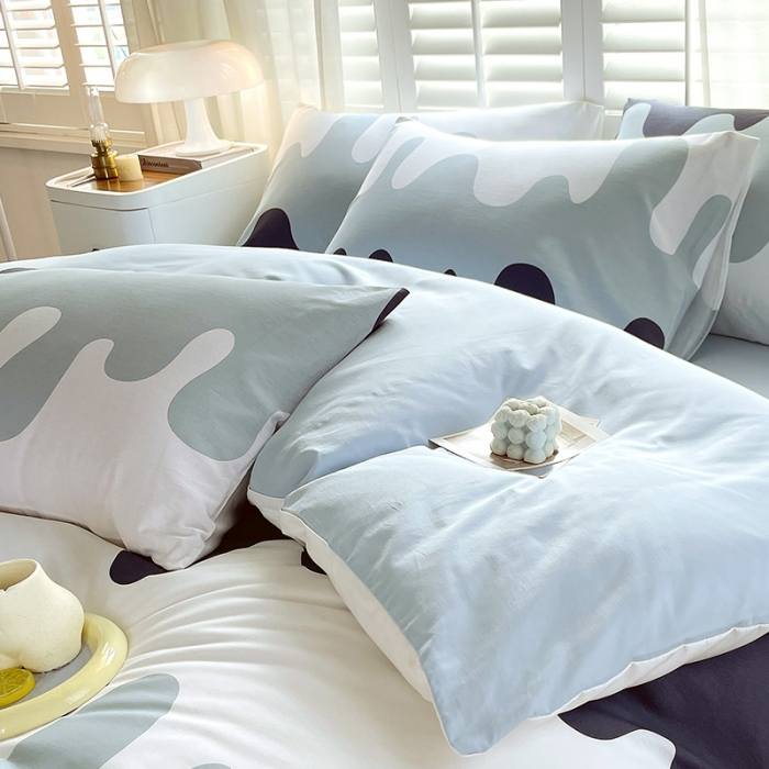 91家纺网 家纺一手货源 找家纺 金鑫汇 2023新款喷气全棉枕套一对 奶油蓝