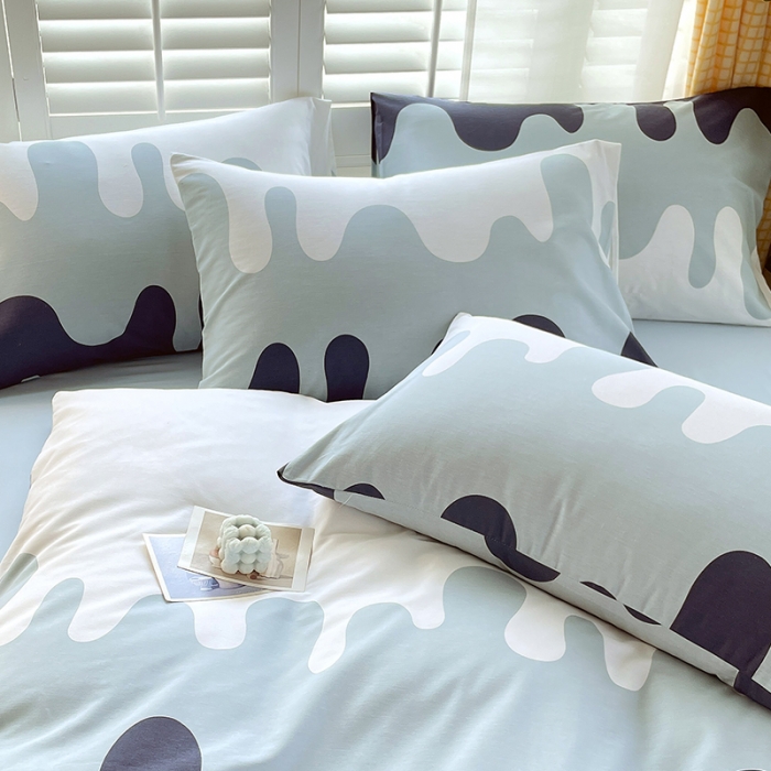 91家纺网 家纺一手货源 找家纺 金鑫汇 2023新款喷气全棉枕套一对 奶油蓝