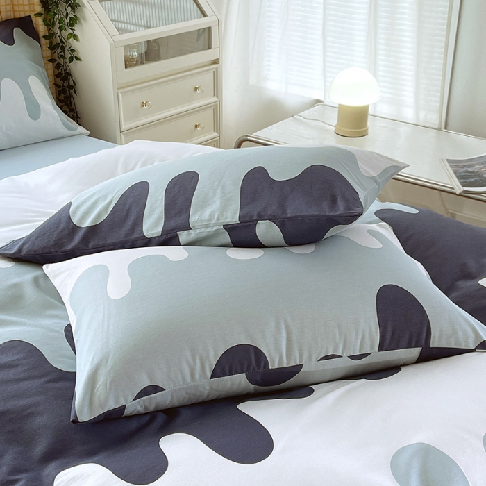 91家纺网 家纺一手货源 找家纺 金鑫汇 2023新款喷气全棉枕套一对 奶油蓝