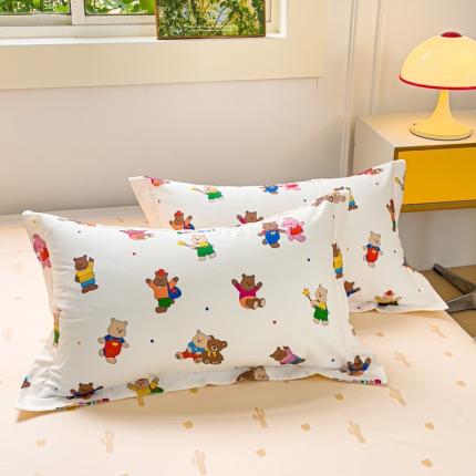 91家纺网 家纺一手货源 找家纺 金鑫汇 2023新款喷气全棉枕套一对 无忧无虑