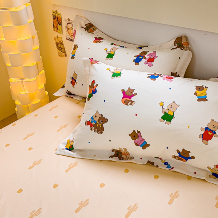 91家纺网 家纺一手货源 找家纺 金鑫汇 2023新款喷气全棉枕套一对 无忧无虑