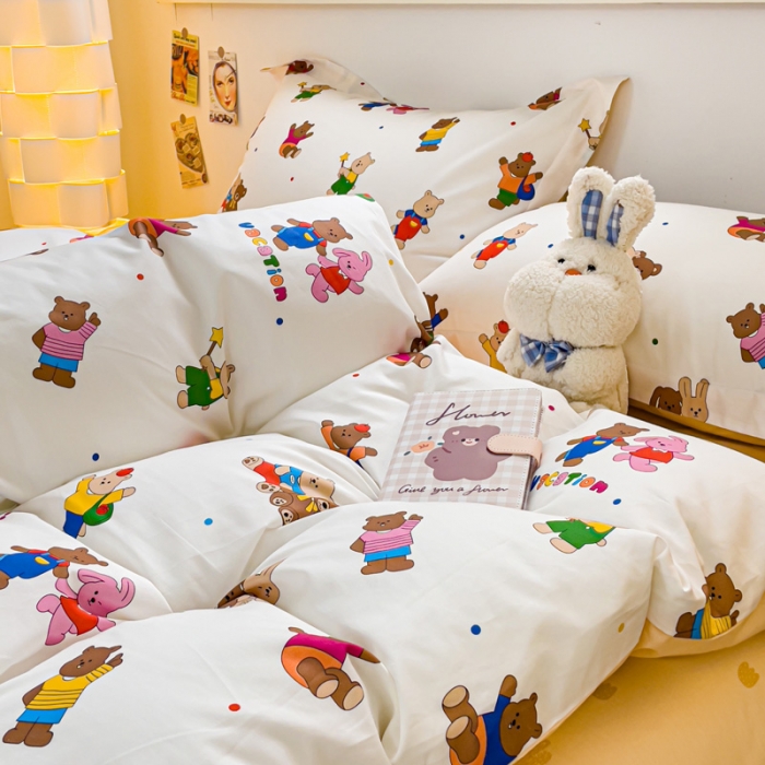 91家纺网 家纺一手货源 找家纺 金鑫汇 2023新款喷气全棉枕套一对 无忧无虑