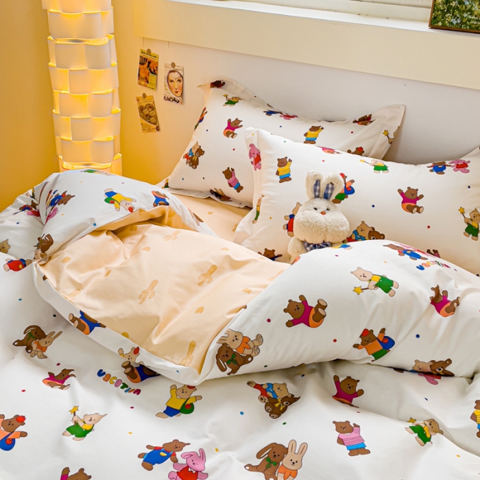 91家纺网 家纺一手货源 找家纺 金鑫汇 2023新款喷气全棉枕套一对 无忧无虑