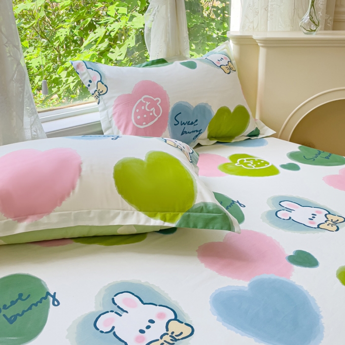 91家纺网 家纺一手货源 找家纺 金鑫汇 2023新款喷气全棉枕套一对 心心念念