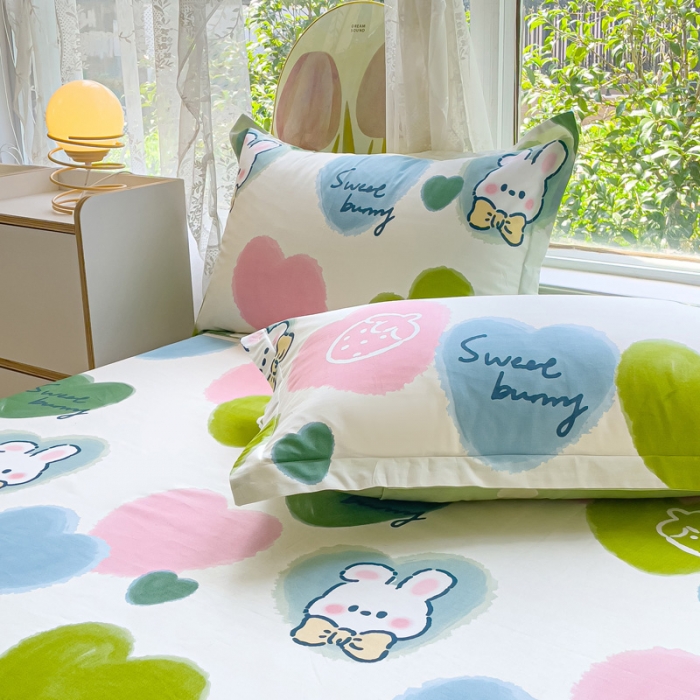 91家纺网 家纺一手货源 找家纺 金鑫汇 2023新款喷气全棉枕套一对 心心念念