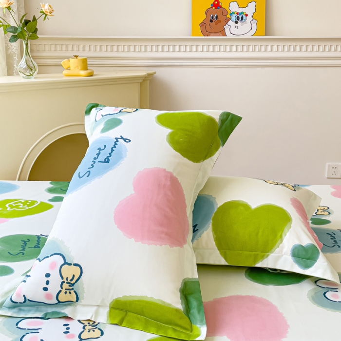 91家纺网 家纺一手货源 找家纺 金鑫汇 2023新款喷气全棉枕套一对 心心念念