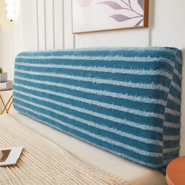 91家纺网 家纺一手货源 找家纺 逐日 2023新款雪尼尔羽毛系列床头罩 雪尼尔羽毛-蓝色