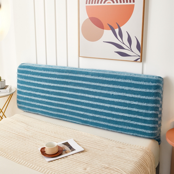 91家纺网 家纺一手货源 找家纺 逐日 2023新款雪尼尔羽毛系列床头罩 雪尼尔羽毛-蓝色