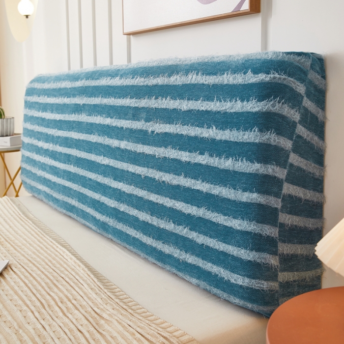 91家纺网 家纺一手货源 找家纺 逐日 2023新款雪尼尔羽毛系列床头罩 雪尼尔羽毛-蓝色