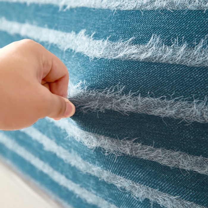 91家纺网 家纺一手货源 找家纺 逐日 2023新款雪尼尔羽毛系列床头罩 雪尼尔羽毛-蓝色