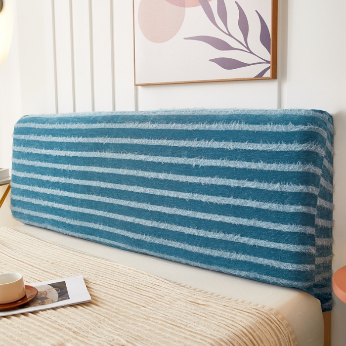 91家纺网 家纺一手货源 找家纺 逐日 2023新款雪尼尔羽毛系列床头罩 雪尼尔羽毛-蓝色