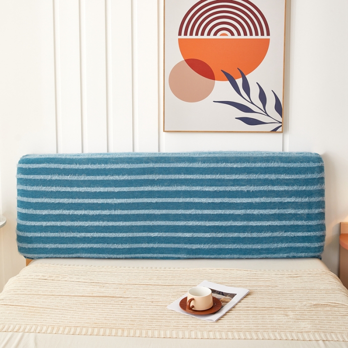 91家纺网 家纺一手货源 找家纺 逐日 2023新款雪尼尔羽毛系列床头罩 雪尼尔羽毛-蓝色