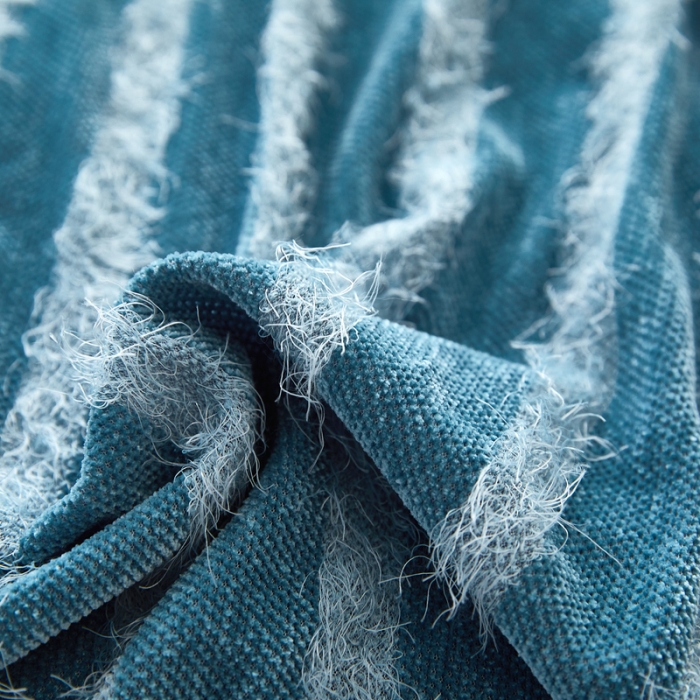 91家纺网 家纺一手货源 找家纺 逐日 2023新款雪尼尔羽毛系列床头罩 雪尼尔羽毛-蓝色