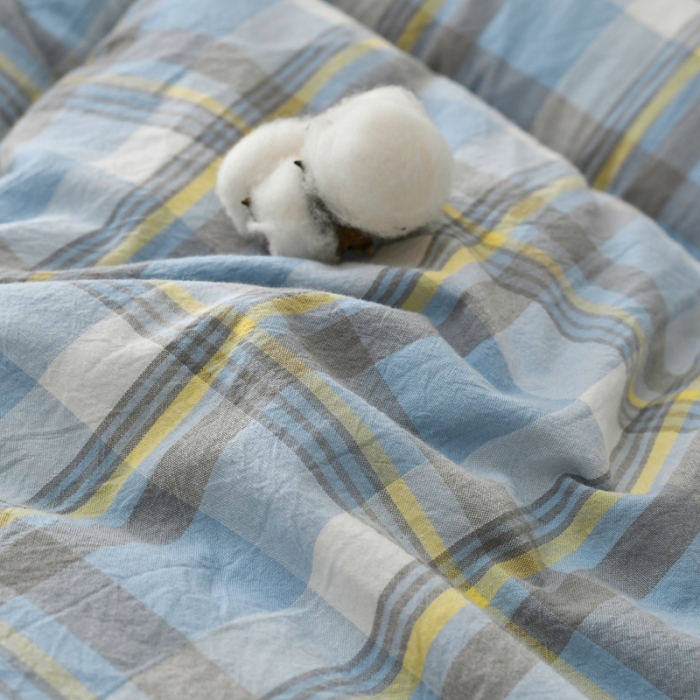 91家纺网 家纺一手货源 找家纺 鑫钰 2023新款纯棉全棉色织水洗床垫整张羽丝棉填充床褥垫褥软垫 丁香蓝格