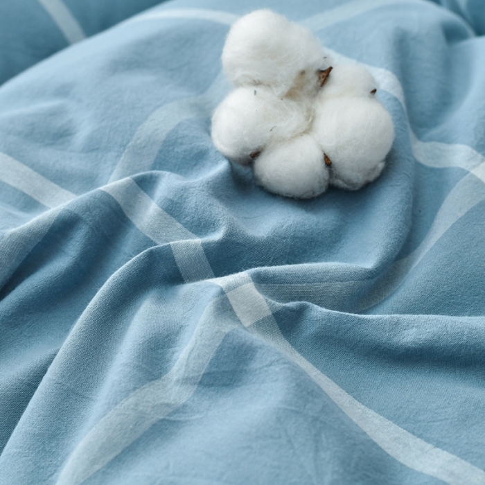 91家纺网 家纺一手货源 找家纺 鑫钰 2023新款纯棉全棉色织水洗床垫整张羽丝棉填充床褥垫褥软垫 蓝大格