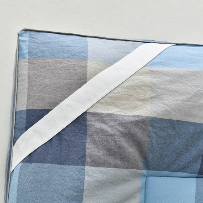 91家纺网 家纺一手货源 找家纺 鑫钰 2023新款纯棉全棉色织水洗床垫整张羽丝棉填充床褥垫褥软垫 七彩格蓝