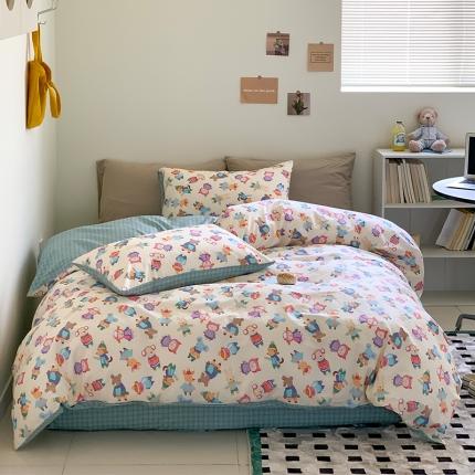 91家纺网 家纺一手货源 找家纺 桃喜 2024新款40支13372全棉少女风四件套 童话世界