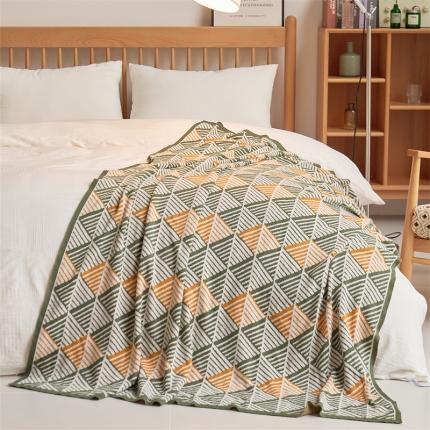 暖绵绵家纺 2025新款羊毛混纺苏纳办公室午睡毯休闲毯 花军绿