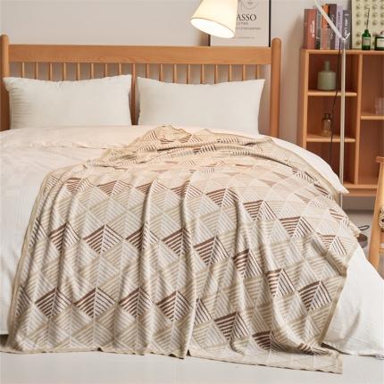 暖绵绵家纺 2025新款羊毛混纺苏纳办公室午睡毯休闲毯 浅花杏