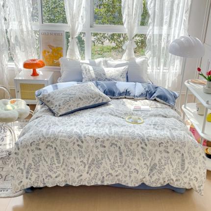 91家纺网 家纺一手货源 找家纺 （总）梵克保罗 2024春夏新品直播电商款水洗棉麻双层纱四件套