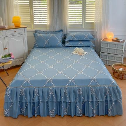 91家纺网 家纺一手货源 找家纺 2023新款床裙三件套情谊相连