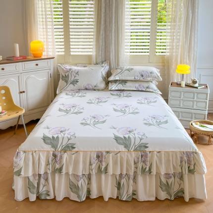 91家纺网 家纺一手货源 找家纺 2023新款床裙三件套雪恋花