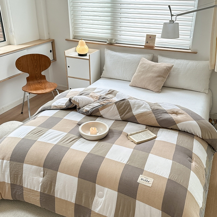 91家纺网 家纺一手货源 找家纺 森林人 2023新款A类水洗棉立体大豆被2 立体-咖大格