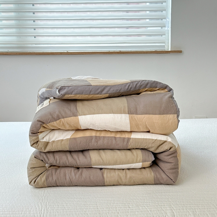 91家纺网 家纺一手货源 找家纺 森林人 2023新款A类水洗棉立体大豆被2 立体-咖大格