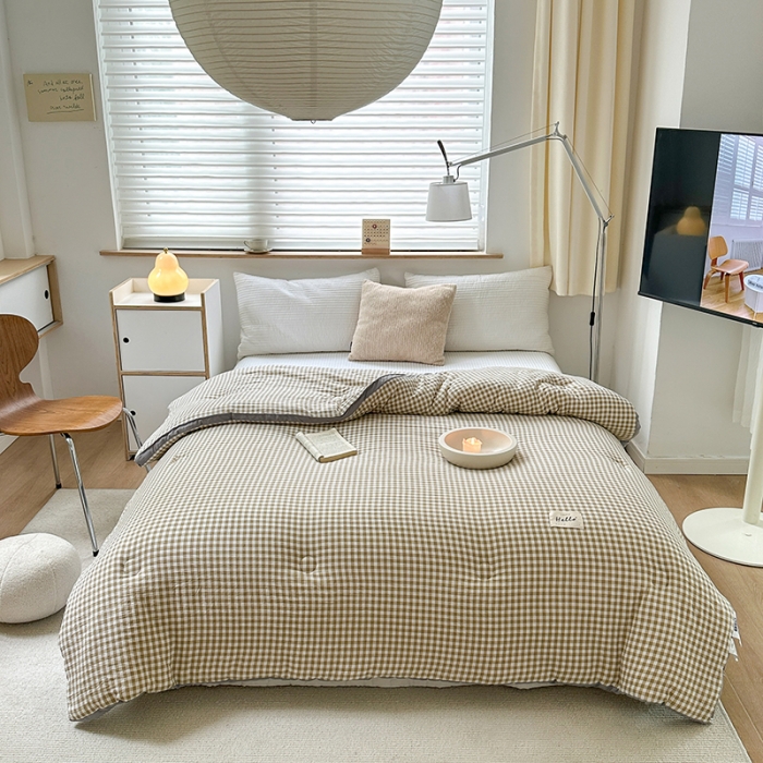 91家纺网 家纺一手货源 找家纺 森林人 2023新款A类水洗棉立体大豆被2 立体-咖小格