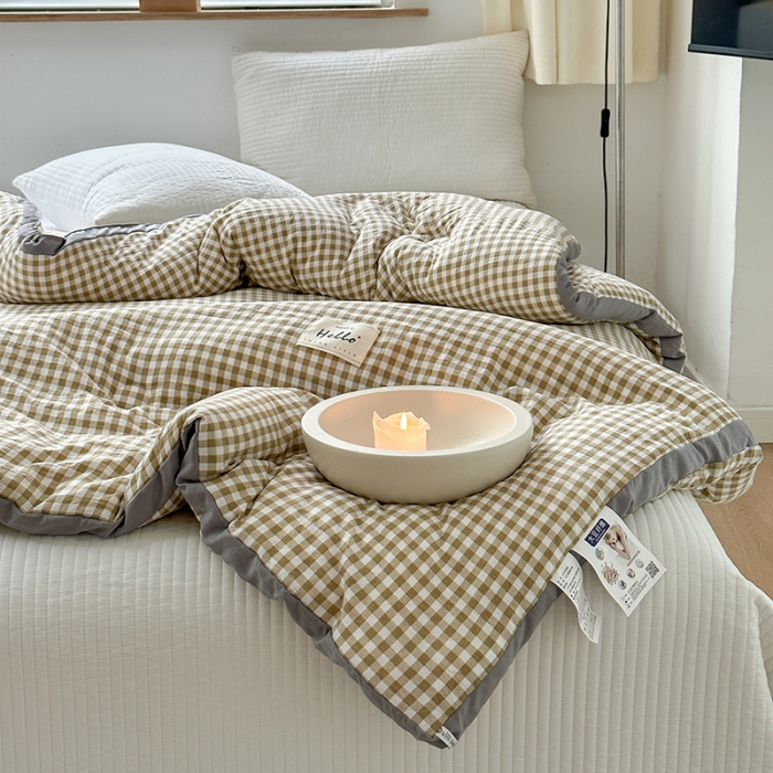 91家纺网 家纺一手货源 找家纺 森林人 2023新款A类水洗棉立体大豆被2 立体-咖小格