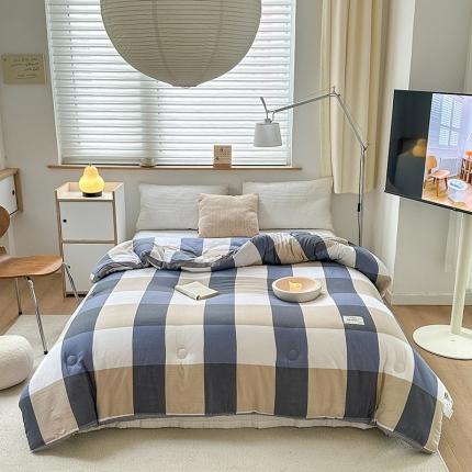 森林人 2023新款A类水洗棉立体大豆被2 立体-蓝大格