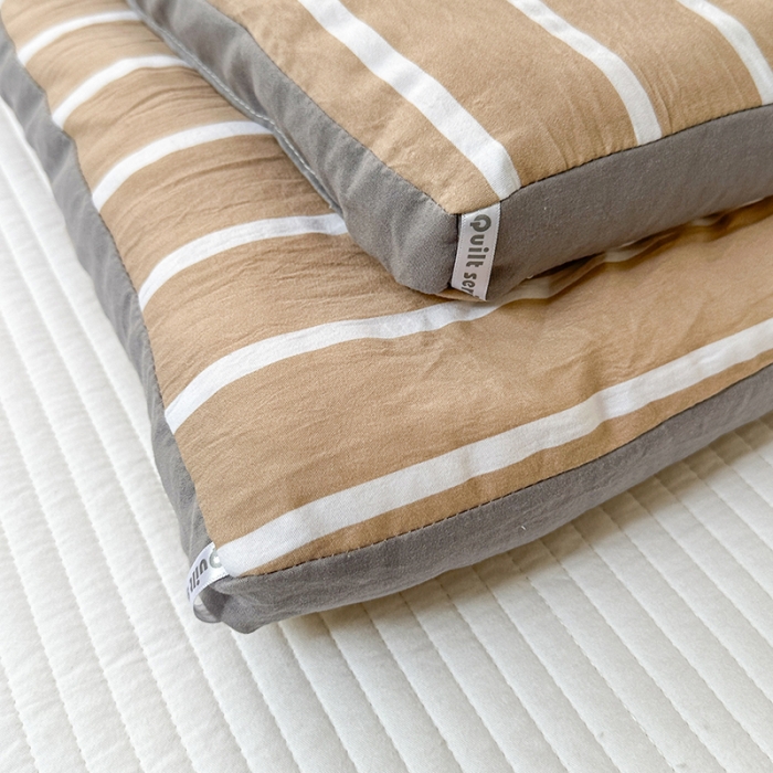 91家纺网 家纺一手货源 找家纺 森林人 2023新款A类水洗棉立体大豆被2 立体-条纹咖