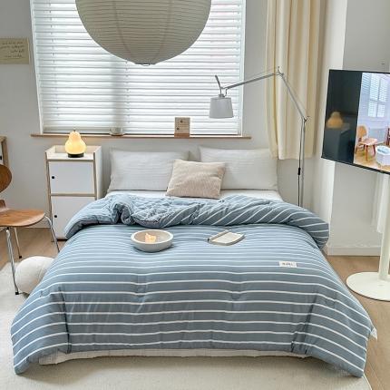 森林人 2023新款A类水洗棉立体大豆被2 立体-条纹蓝