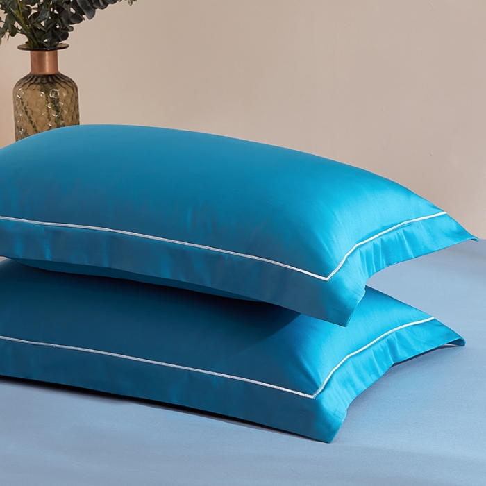 91家纺网 家纺一手货源 找家纺 丰淘 2023新款80s纯棉枕套 晴空-湖蓝