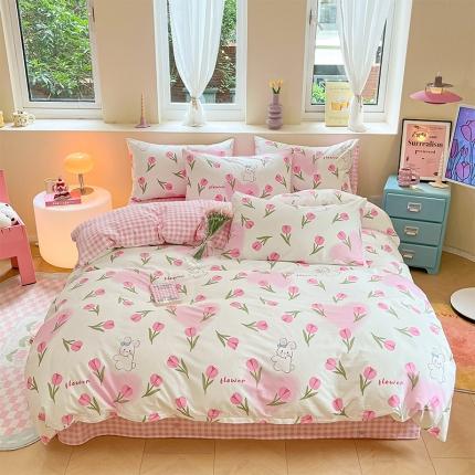 91家纺网 家纺一手货源 找家纺 （总）沐棉 2023新款全棉13372小清新印花四件套