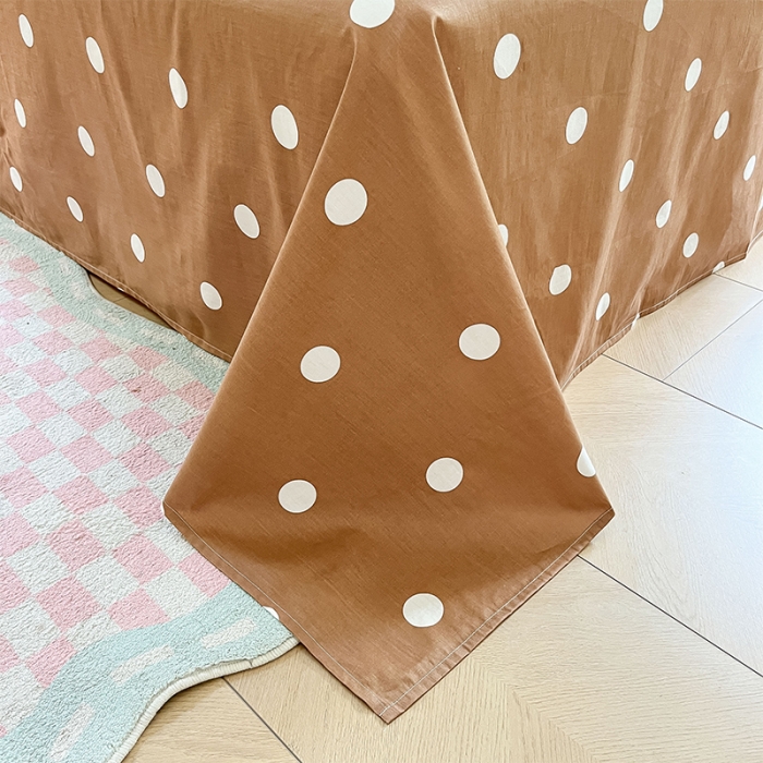 91家纺网 家纺一手货源 找家纺 沐棉 2023新款全棉13372小清新印花四件套 波点熊