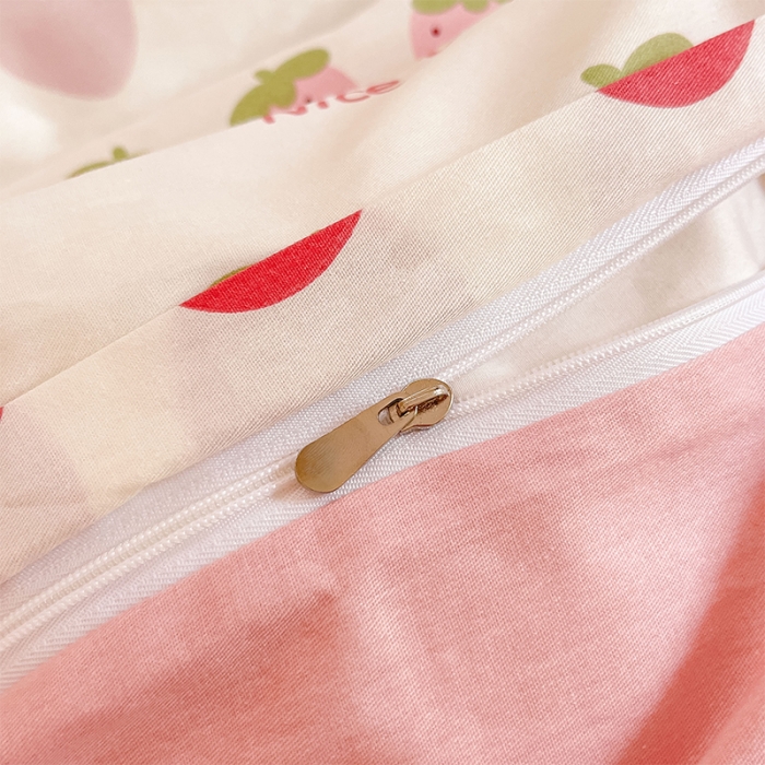 91家纺网 家纺一手货源 找家纺 沐棉 2023新款全棉13372小清新印花四件套 草莓爱心