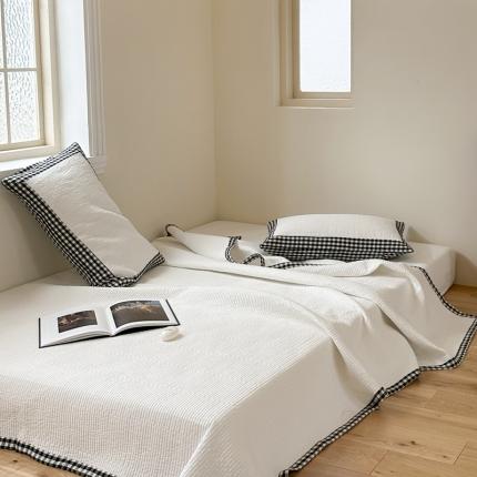 洋铭区 2023新款水洗棉绣花床盖系列 小黑格床盖