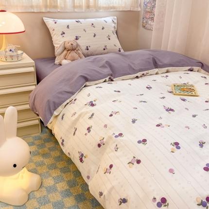 91家纺网 家纺一手货源 找家纺 简宜2023新款13070纯棉全棉40支斜纹卡通小清新学生三件套四件套