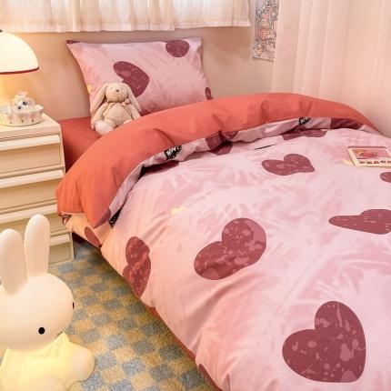 91家纺网 家纺一手货源 找家纺 简宜2023新款13070纯棉全棉40支斜纹卡通小清新学生三件套四件套