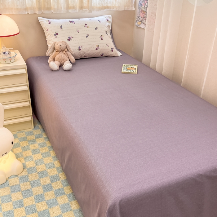 91家纺网 家纺一手货源 找家纺 简宜13070纯棉全棉40支斜纹卡通小清新学生床三件套四件套 紫葡仙子