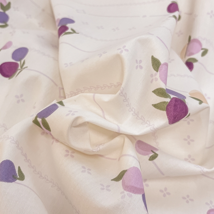 91家纺网 家纺一手货源 找家纺 简宜13070纯棉全棉40支斜纹卡通小清新学生床三件套四件套 紫葡仙子