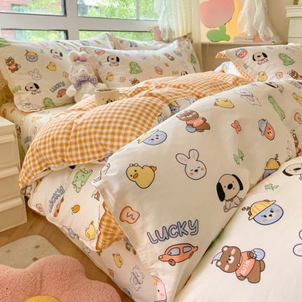 91家纺网 家纺一手货源 找家纺 （总）铭成家纺 2024新款全棉小清新系列四件套（预留缩水）