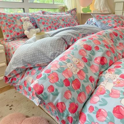 91家纺网 家纺一手货源 找家纺 （总）铭成家纺 2024新款全棉小清新系列四件套（预留缩水）