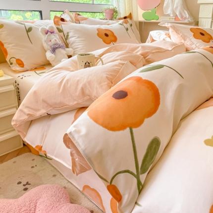 91家纺网 家纺一手货源 找家纺 铭成家纺 2024新款全棉小清新系列四件套（预留缩水）花满荷塘