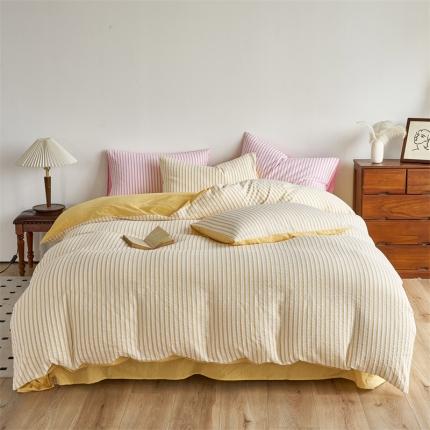 91家纺网 家纺一手货源 找家纺 （总）栩裕 2024新款纯棉色织泡泡纱提花水洗棉四件套