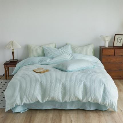 91家纺网 家纺一手货源 找家纺 （总）栩裕 2024新款纯棉色织泡泡纱提花水洗棉四件套