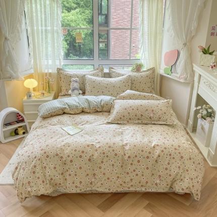 91家纺网 家纺一手货源 找家纺 铭成家纺 2024新款全棉小清新系列单被套（预留缩水）呆萌小熊-咖